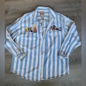 Warner Bros. | Looney Tunes Blue Striped Men's Button Down Shirt